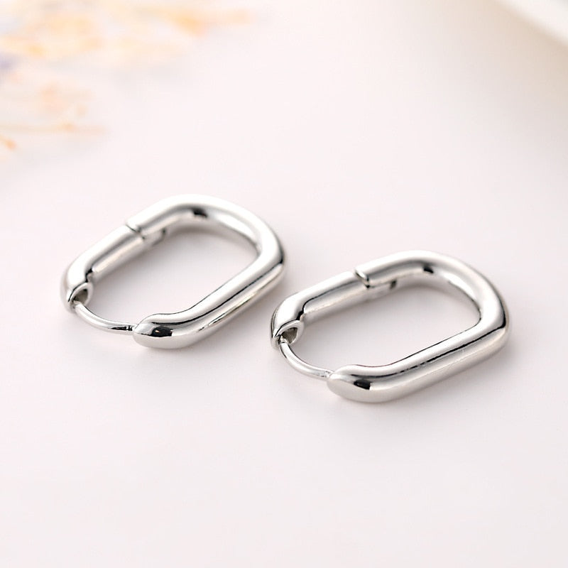 2025 New Classic Copper Alloy Smooth Metal Hoop Earrings For Woman Fashion Korean Jewelry Temperament  Daily Wear earrings